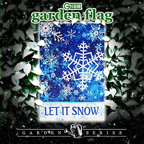 G128 Градински флаг, коледна украса, нека вали сняг, снежинки, 12 x 18