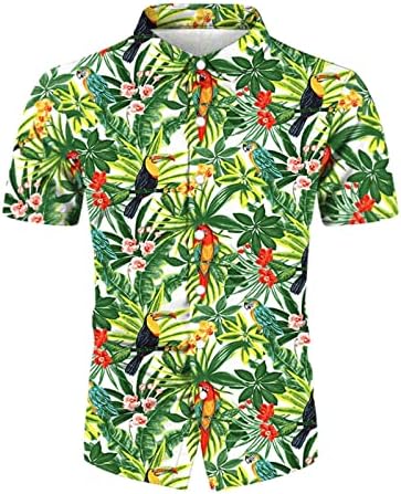 Мъжки Ризи BEUU Алоха, Мъжки Хавайска Риза с Принтом на Тропическо Дърво, Върховете на Копчета с Къс Ръкав, Свободни Плажни Ризи