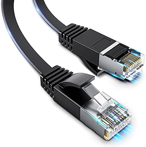 Ethernet кабел Musment Cat 8 25 метра, Плосък Гъвкав проводник за компютър с достъп до Интернет, Високоскоростен Мрежов кабел, Тънък мрежов кабел с конектор RJ45, Защитен от атмо
