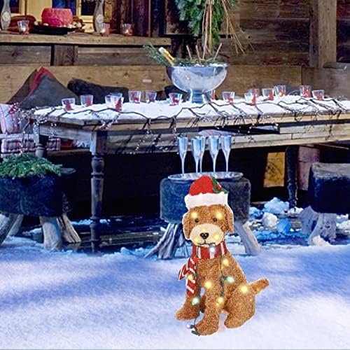 Анимирани Коледни Украси на открито |Светещо Коледно Куче Goldendoodle с Светящимся Шнурком|Коледна Празнична Украса Украшение за