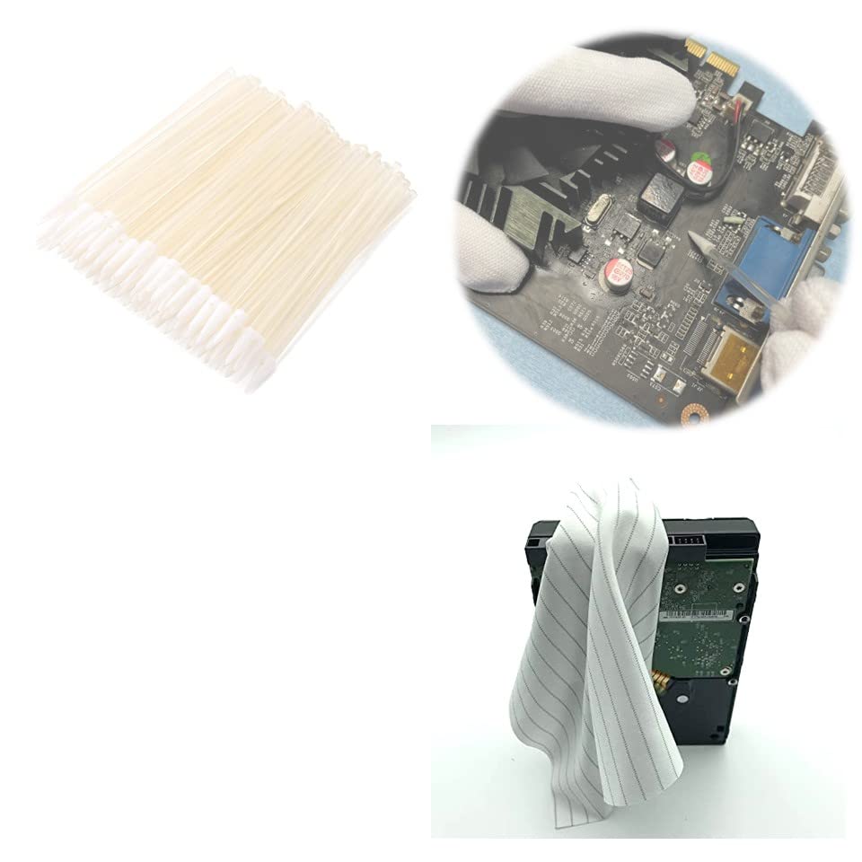 Тампони AAwipes ESD с поролоновым върха (100шт, прозрачни) Почистващи тампони за електроника и електростатични кърпи (6 x6, 100шт, салфетки от полиестер с токопроводящей конц