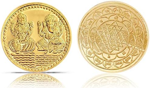 Лакшми Ганеш Златна Монета-Статуя на Ганеша и Богинята Лакшми, за Дивали Deepavali Пуджа/Аксесоар за Пуджа (Опаковка от 2 броя)