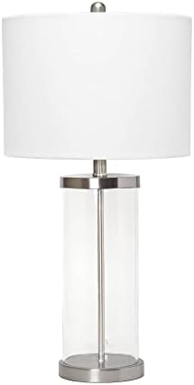 Настолна лампа от Съвременното стъкло на Elitsa Home с Филтър Абажуром - Матиран Никел / Бял