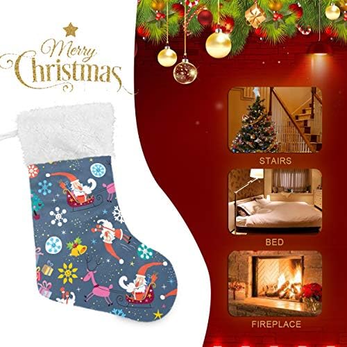 PIMILAGU Сладки Коледни Чорапи с Дядо Коледа и Елени, 1 Опаковка, 17,7, Окачените Чорапи за Коледна украса
