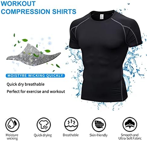 3 Опаковки Мъжки Спортни Компрессионных Ризи, Тренировочная Тениска с къс ръкав, Отгоре, Стръмни Сухи Спортни Тениски За бягане