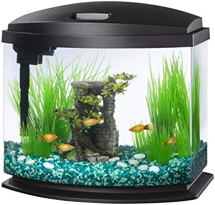 Комплект за малки аквариумни рибки Aqueon LED MiniBow с технологията SmartClean, Черен, 5 Литра