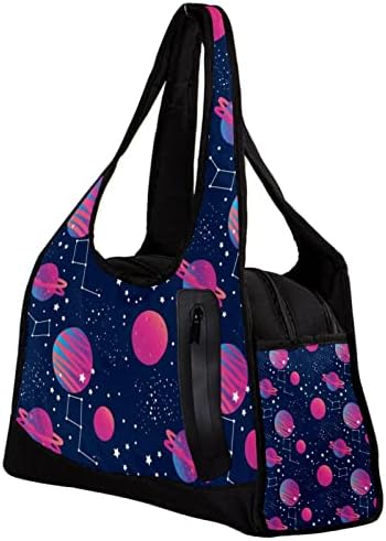 Galaxy Звездното Тъмно Синьо, Розов Планета Пътна Спортна Чанта Спортна Чанта за Фитнес Уикенд Нощ Чанта-Тоут за Жени, Мъже