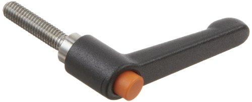 Molded цинковая Metric Регулируема дръжка с оранжев бутон, Родословни с резба S / S, дължина 78 мм, височина 55 мм, резба M8 x 1.25 mm, дължина на резба 16 мм (опаковка от 1)