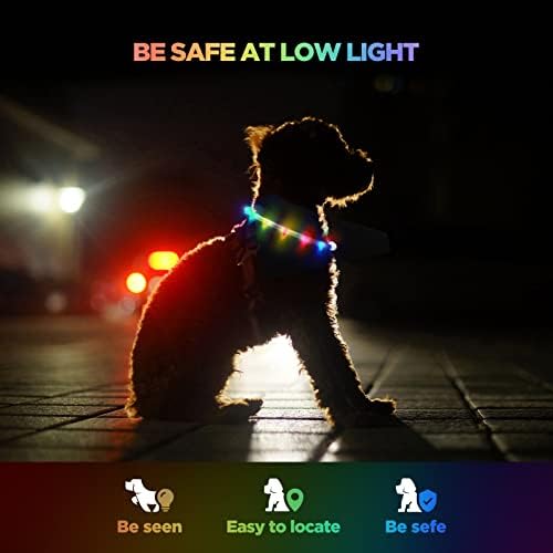 Led Нашийник за кучета с подсветка, InnOrca Регулируеми Светещи Нашийници USB Акумулаторна Нашийник за Кученца, Видими светлини за Нощни разходки, на открито, на къмпинг (