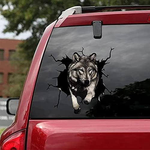 Стикер с изображение на Вълк, за автомобили, Стикери с Надписи по стените, Комплект от 2-те Реалистични автомобилни лепенки за прозорци на камион, 12 x 12 (Wolf, 2)