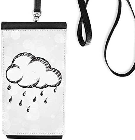 Дъждовно Време Ръчно Рисувани Модела Телефон В Чантата Си Портфейл Окачен Мобилен Калъф Черен Джоба