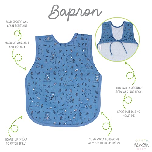 Мече BapronBaby в синьо Bapron - Мека Водоустойчива слюнявчике, устойчиво на петна - Машинно пране - 6 м - 5 години - (За деца от предучилищна възраст 3-5 години)