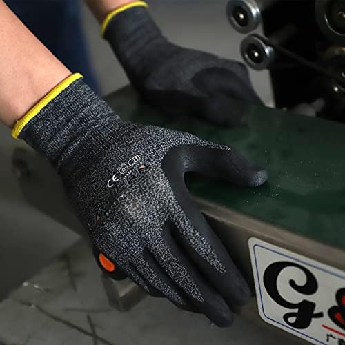 Предпазни работни Ръкавици RAMHORN Защитни Промишлени Ръкавици, Устойчиви На нитриловому корицата Защитни ръкавици Smart Touch, 2 Чифта (тъмно сив трикотаж 18, L)