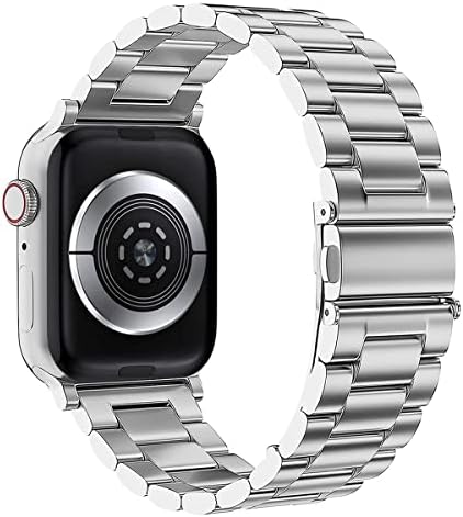 JNCVXN Съвместим с Apple Watch Band 45 мм 44 мм 42 мм, Взаимозаменяеми каишка за гривна с метална връзка от неръждаема Стомана, Регулируеми