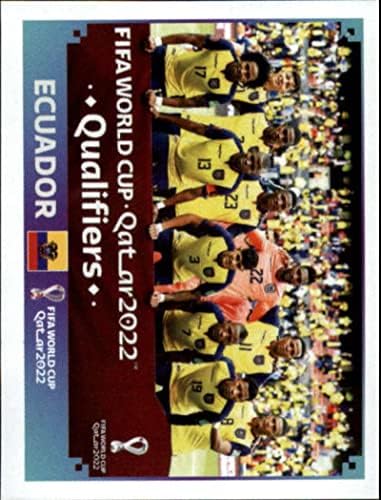 Стикер за световната Купа Панини 2022 в Катар Снимка на екипа ECU1 Група A Търговска картичка с мини-стикер в Еквадор