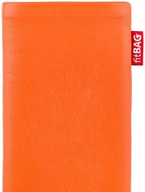 Калъф fitBAG Beat Orange, Изработена по поръчка за Asus ROG Phone 6 | Произведено в Германия | Калъф от фина кожа Nappa, с подплата от микрофибър за почистване на дисплея