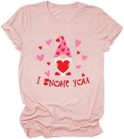 Риза за Свети Валентин за жени, Блузи с Къс ръкав и Принтом във формата на Сърце, Свободна Тениска с Кръгло Деколте, Подарък за Свети Валентин за Момичета