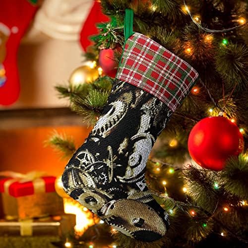 Steampunk Шестеренки Пайети Коледни Празници Чорапи Обратим което променя Цвета си в Магически Състав за Коледно Окачени Чорапи За Камината