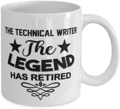 Чаша за Технически Писател, Легендата се пенсионирах, Нови Уникални Идеи за Подаръци за Технически Писател, Чаена Чаша, Чаена Чаша Бял Цвят