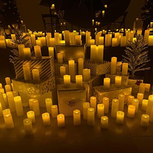 OSHINE Беспламенные Свещи На Батерии - Комплект от 9 Блестящо led Свещи на Полюсите с 10-Клавишным дистанционно управление и 24-Часов Таймер, Истински Восъчни Свещи Слонов