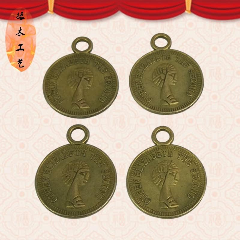 QianKao 金属工艺品DIY饰品吊坠 1.5 CM美人头铜钱风水钱币 带钩铜钱(青铜色1.5cm 200个每包)