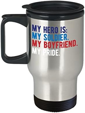Горд Армейски Подарък на Приятелката си Бойфренду Войник, Герой, Военен Чаша Американски Флаг Кафе Пътна Чаша 14 грама