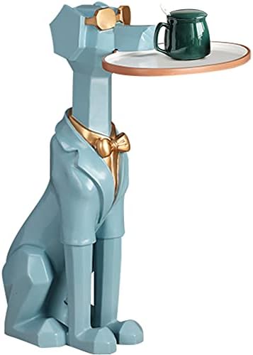 XJZHANG Скулптура, Куче с Сервировочным Тава Абстрактна Статуетка Животински Орнамент Геометрична Стои Статуя на Ястие за Бонбони
