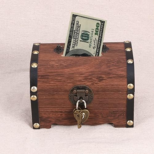 Abaodam Дървени Сандъка със Съкровището Кутия с Ключалка В Ретро Стил Кутия За Съхранение на Прасенце Кутия за Бижута Занаяти Сувенири