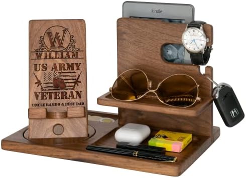 Персонални военни подаръци ветерани от армията на САЩ за мъже, които имат всичко - Луксозни дървени трапезни организаторите ръчно изработени,