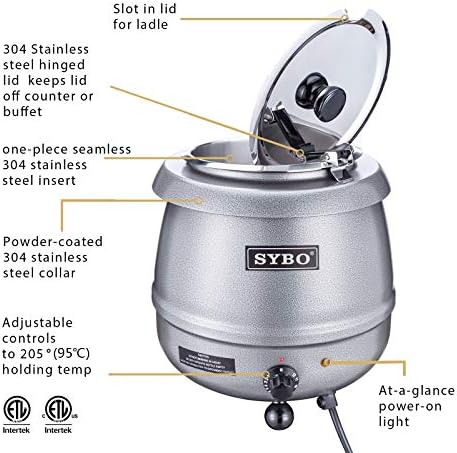 SYBO ZCK165BT-3 Нагревател за приготвяне на храна на мармите от неръждаема стомана търговски клас, Парна Бюро, машина за супа