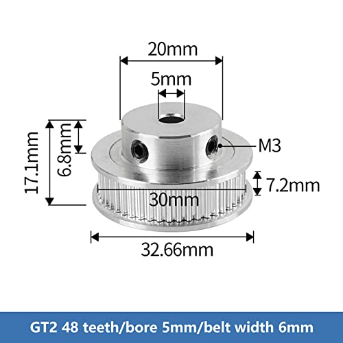 (Пакет от 6) GT2 Ролка времето колан 48 на Зъбите 5 мм Диаметър 6 мм Широчина на Колана Макара От Алуминиева Сплав Колелото за 3D Принтера с ЦПУ Аксесоар