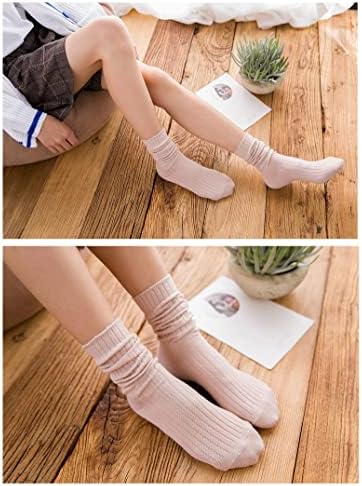 Памучни Чорапи за екипажа за Жени, Памучни Ежедневни Обикновена Ластични Чорапи за Жените и Момичетата, 7 Двойки
