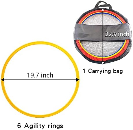 PengRuiLi Бъдат пръстени за тренировка подвижност 3 размери, скоростни пръстени за тренировка на баланса и подобряване на скоростта на крака, с чанта за пренасяне.