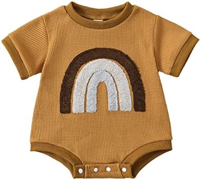 Пуловер с къс ръкав за малки момчета и момичета, Гащеризон с Шарени Дъги, Hoody За Новородено, Боди, Бански костюм за Деца (Хакове, 3-6 месеца)