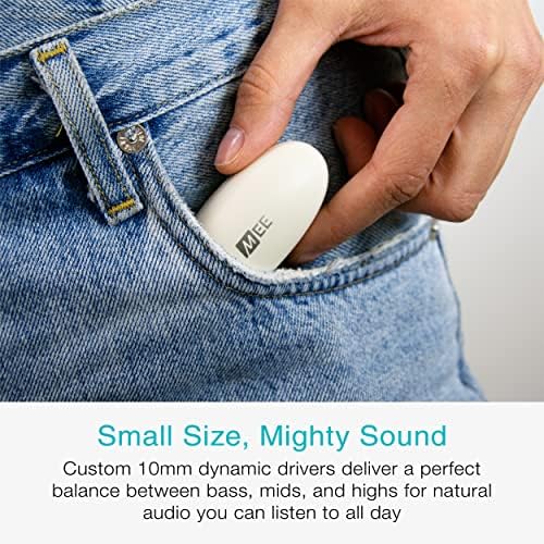 Безжични слушалки MEE audio Pebbles: нисък профил Bluetooth-слушалки в ушите с микрофон, слушалки, шумопотискане, когато се обаждате