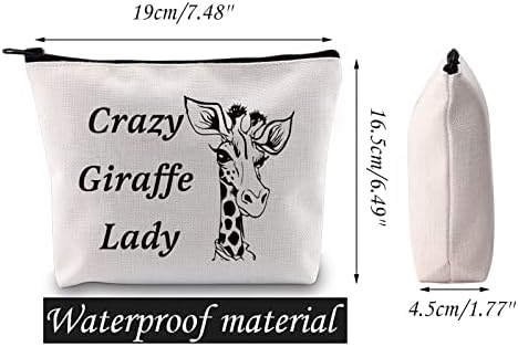 JNIAP Косметичка с Жирафа Подарък Фен на Жирафа, Луда жена Косметичка с Жирафа, чанта с цип с домашен Любимец Жирафа, Подарък