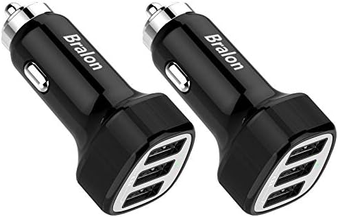 Зарядно за кола USB [2 комплекта], зарядно за Кола Bralon 24W /4.8 A с пристанище 3USB, зарядно за Кола за смартфон, съвместимо с iPhone