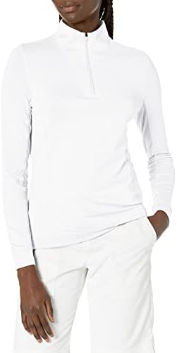 Дамски Однотонная Солнцезащитная риза Callaway на 1/4 цип с Предните шевове Chev и Горната Отстрочкой
