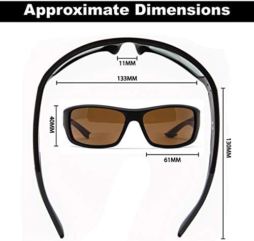 Поляризирани Правоъгълни Слънчеви очила Летящи до fisherman Triton Readers, Черна Дограма / Кехлибар лещи, Големи