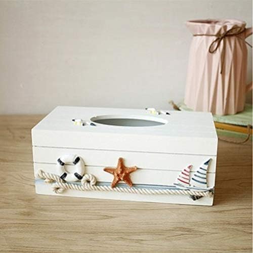 Cabilock 1БР Средиземноморската Декоративна Капачка кутии за Салфетки Дървени Занаяти Правоъгълен Капак кутии за Салфетки Декоративен