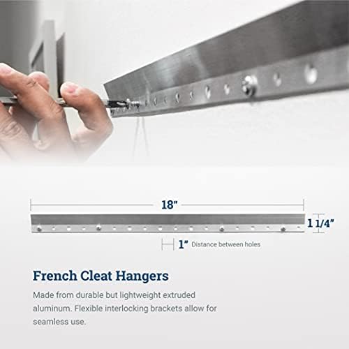 Френска закачалка за чакъла 18 инча - Скоби за закрепване на картини, огледала, бяла дъска или на леглото на стената - Z Bar Hanger Поддържа £ 90