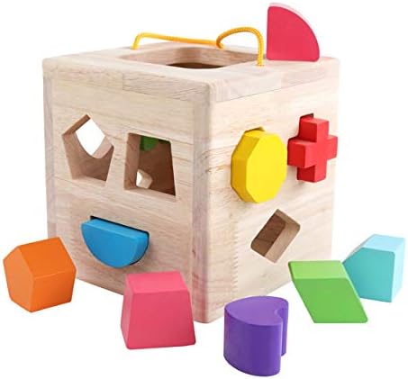 Играчка-Сортировач под формата на ГЕМЕМА, Първите Ми Дървени 12 Строителни Блокове, Геометрия, Обучение, Подбор, Сортиране, Подаръци, Дидактически Класически Играчк