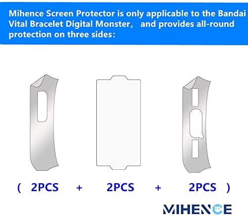 Mihence е Съвместим с Bandai Vital Bracelet Digital Monster Digivice -V-Защитно фолио за екран, подобрена трипътен HD-защитно фолио премиум-клас за Vital Bracelet Digital Monster Digivice -V- [2 + 2 + 2 ЕЛЕМЕНТА] [TPU]