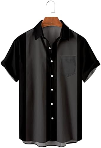 XXBR Мъжки Ежедневни Ризи с Копчета и Къс Ръкав, Плюс Размерът на Годишният Цветен Блок на Ретро Свободен Приятелка Хавайски Плаж Върховете