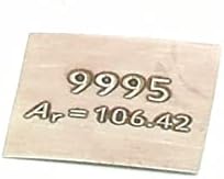 Метален лист от чисто паладий 10*10*0.1 мм плоча с выгравированной информация за елемента Au Pd Pt Re 99,99% Злато, Паладий, Платина,