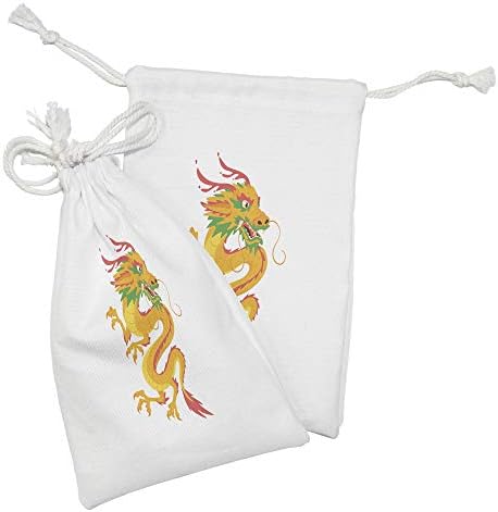 Текстилен Калъф Ambesonne Dragon, Комплект от 2 елементи, Представляващи култура Свирепого на Животното в Карикатура дизайн, Малка