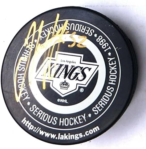 Хокейна шайба Джейсън Морган Лос Анджелис Кингс Gold Inc. с автограф w/COA - за Миене на НХЛ с автограф