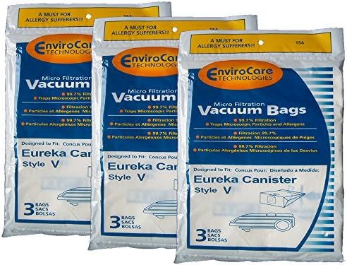Сменяеми торбички за прах за прахосмукачка с микрофильтрацией EnviroCare, изработени по размер V-образни туби Eureka Style 9 Бр.
