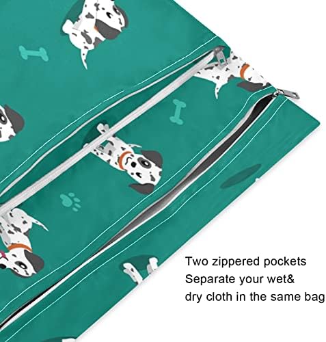 ZZXXB Отпечатък от Лапа Далматински Кучета, Водоустойчива Чанта за Влажни Събиране, многократна употреба Текстилен Пелена, Влажна,