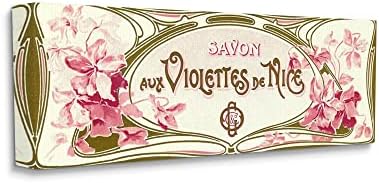 Реколта Реклама на парижкия сапун Stupell Industries Savon aux Violettes Платно, Стенно изкуство, 24 x 10, Розов